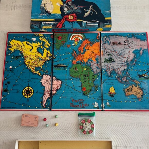 Rare, Vintage 1936 Milton Bradley Pirate and Traveler Board Game #4563 - Picture 3 of 12